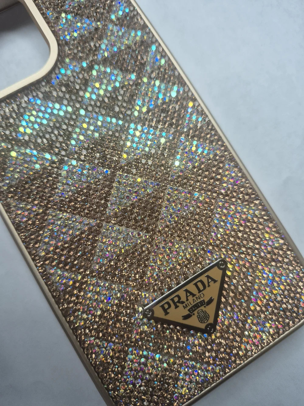 16 Pro Max Pr Designer Iphone Rose Gold Glitter Diamond-Pattern Case